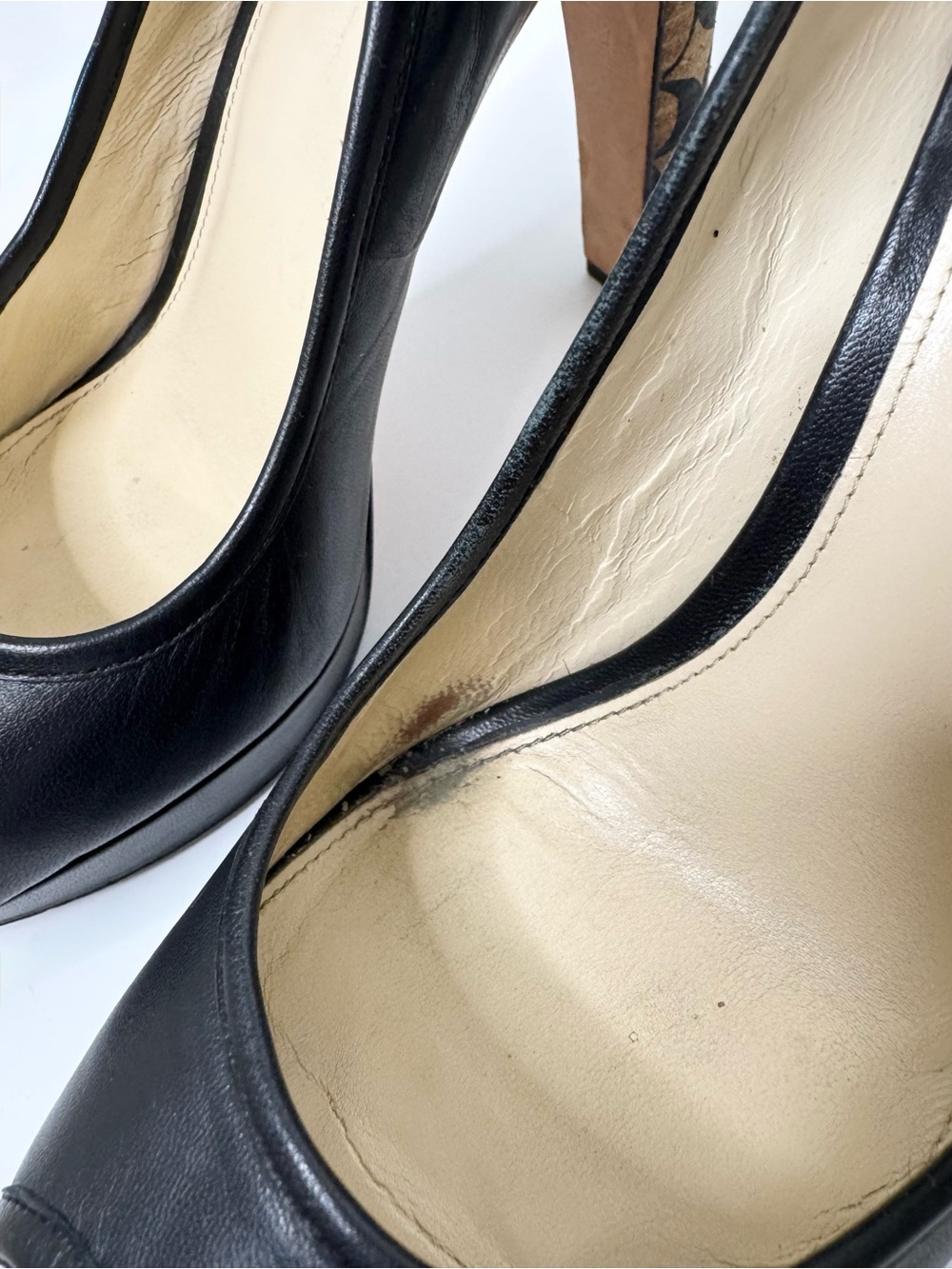 Coach Black Leather Pumps with Signature Monogram Heel - Picture 6 of 16